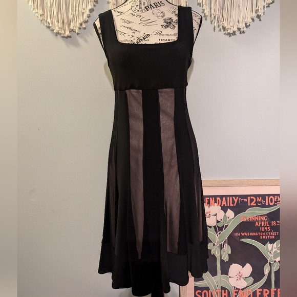 Vintage Dresses & Skirts - Vintage 90s Y2K Women's Black Sheer Nude Lined Babydoll Dress Size 8